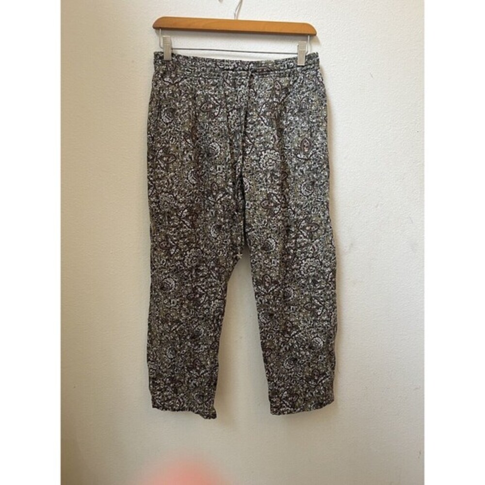 WOMENS ZARA GREEN PAISLEY PRINT CASUAL PANTS SMALL (L7)